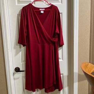 1x paragon faux wrap red dress